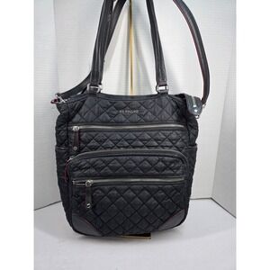 MZ Wallace‎ Crosby Black Quilted Nylon Tote, Shoulder Bag Convertible Crossbody